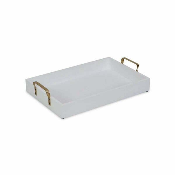 Tarifa Wooden Tray with Gold Handles, White TA3104700